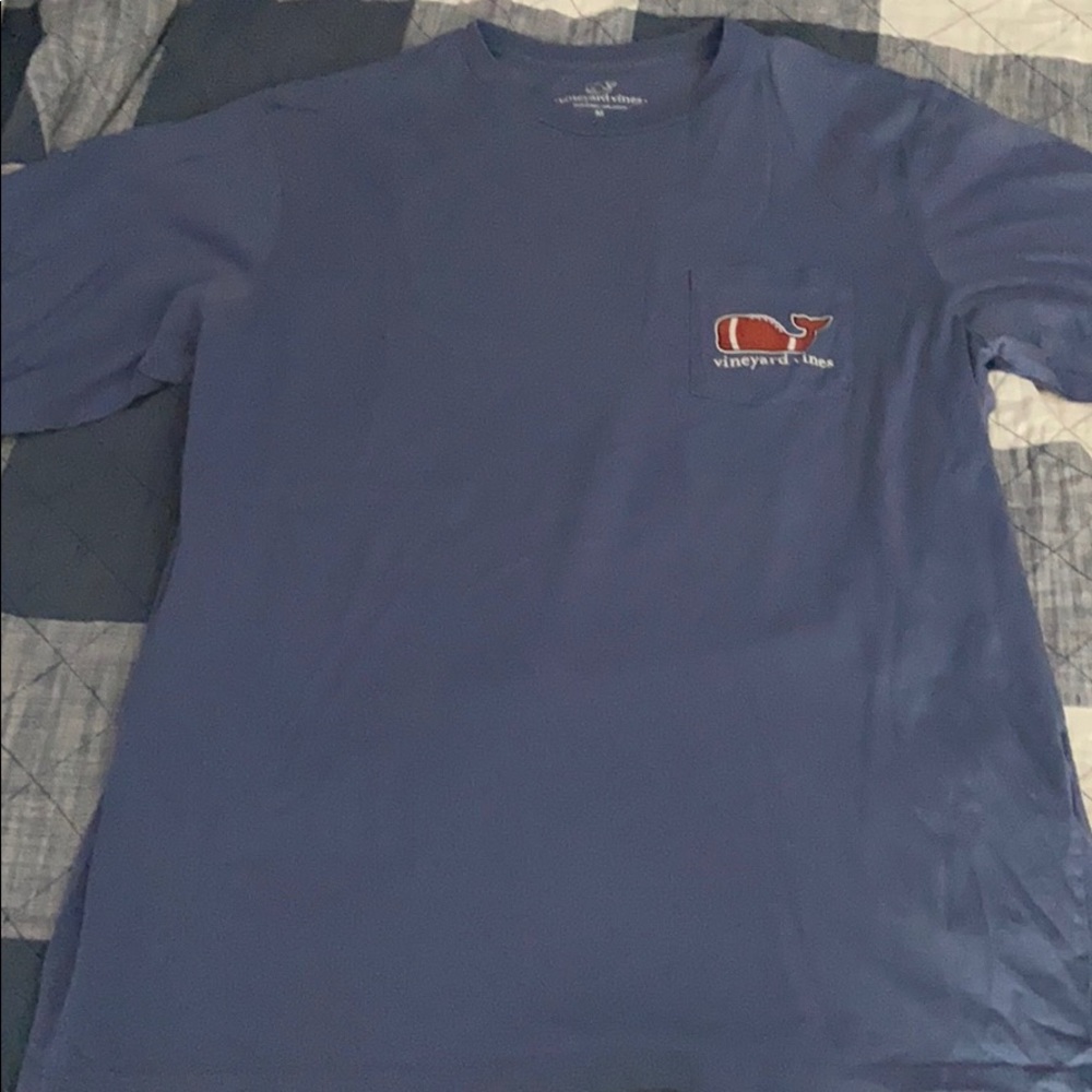Vineyard Vines Blue Football T-Shirt - Picture 1 of 4